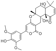 (4aR)-4a,6,6a,12,12a,12b-ヘキサヒドロ-4aβ,12aβ-ジヒドロキシ-9-(4-ヒドロキシ-3,5-ジメトキシフェニル)-4,4,6aα,12bα-テトラメチル-4H,11H-ナフト[2,1-b]ピラノ[3,4-e]ピラン-1,11(5H)-ジオン 化學(xué)構(gòu)造式