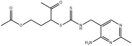 1-[2-(acetoxy)ethyl]-2-oxopropyl [(4-amino-2-methyl-5-pyrimidinyl)methyl]dithiocarbamate Struktur