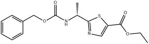 (R)-ethyl 2-(1-(benzyloxycarbonyl)ethyl)thiazole-5-carboxylate Struktur