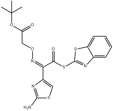 (S)-2-Benzothiazolyl (Z)-2-(2-aminothiazole-4-yl)-2-methoxycarbonylmethoxyiminothioacetate Struktur