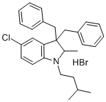 1-Isoamyl-2-methyl-3,3-dibenzyl-5-chloroindolium bromide Struktur