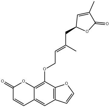 9-[[(2Z)-4-(2,5-Dihydro-4-methyl-5-oxofuran-2-yl)-3-methyl-2-butenyl]oxy]-7H-furo[3,2-g][1]benzopyran-7-one Struktur