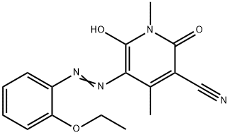 3-Pyridinecarbonitrile,  5-[2-(2-ethoxyphenyl)diazenyl]-1,2-dihydro-6-hydroxy-1,4-dimethyl-2-oxo- Struktur