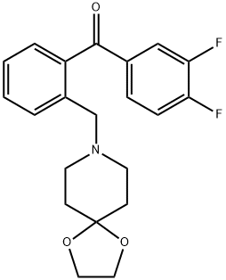 3,4-DIFLUORO-2'-[8-(1,4-DIOXA-8-AZASPIRO[4.5]DECYL)METHYL]BENZOPHENONE Struktur