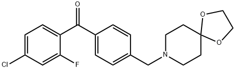 4-CHLORO-4'-[8-(1,4-DIOXA-8-AZASPIRO[4.5]DECYL)METHYL]-2-FLUOROBENZOPHENONE Struktur