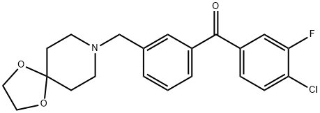 4-CHLORO-3'-[8-(1,4-DIOXA-8-AZASPIRO[4.5]DECYL)METHYL]-3-FLUOROBENZOPHENONE Struktur