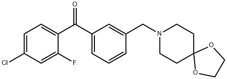 4-CHLORO-3'-[8-(1,4-DIOXA-8-AZASPIRO[4.5]DECYL)METHYL]-2-FLUOROBENZOPHENONE Struktur