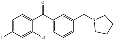 2-CHLORO-4-FLUORO-3'-PYRROLIDINOMETHYL BENZOPHENONE Struktur