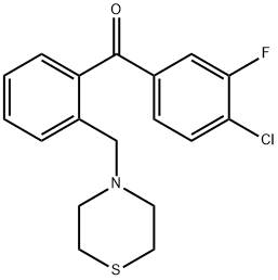 4-CHLORO-3-FLUORO-2'-THIOMORPHOLINOMETHYL BENZOPHENONE Struktur