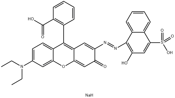 Benzoic acid, 2-6-(diethylamino)-2-(2-hydroxy-4-sulfo-1-naphthalenyl)azo-3-oxo-3H-xanthen-9-yl-, disodium salt Struktur