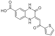 3-OXO-2-[2-OXO-2-THIOPHEN-2-YL-ETH-(Z)-YLIDENE]-1,2,3,4-TETRAHYDRO-QUINOXALINE-6-CARBOXYLIC ACID Struktur