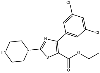 ETHYL 2-PIPERAZINE-4-(3,5-DICHLORO)PHENYL THIAZOLE-5-CARBOXYLATE Struktur