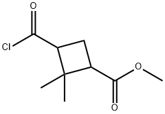 Cyclobutanecarboxylic acid, 3-(chloroformyl)-2,2-dimethyl-, methyl ester (7CI) Struktur