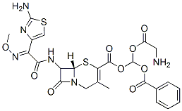 7-(2-(2-aminothiazol-4-yl)-2-methoxyiminoacetamido)-3-methyl-3-cephem-4-carboxylic acid glycyloxybenzoyloxymethyl ester Struktur