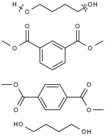 1,3-Benzenedicarboxylic acid, dimethyl ester, polymer with 1,4-butanediol, dimethyl 1,4-benzenedicarboxylate and .alpha.-hydro-.omega.-hydroxypoly(oxy-1,4-butanediyl) Struktur