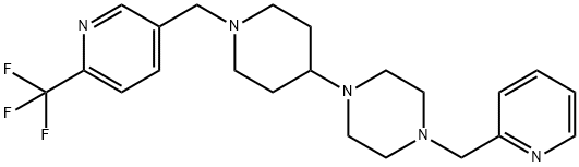 1-(PYRIDIN-2-YLMETHYL)-4-(1-([6-(TRIFLUOROMETHYL)PYRIDIN-3-YL]METHYL)PIPERIDIN-4-YL)PIPERAZINE Struktur