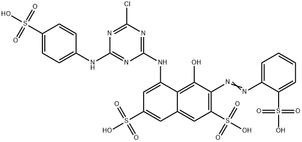 5-[[4-Chloro-6-[(4-sulfophenyl)amino]-1,3,5-triazin-2-yl]amino]-4-hydroxy-3-[(2-sulfophenyl)azo]-2,7-naphthalenedisulfonic acid Struktur