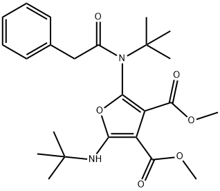 3,4-Furandicarboxylic  acid,  2-[(1,1-dimethylethyl)amino]-5-[(1,1-dimethylethyl)(phenylacetyl)amino]-,  dimethyl  ester  (9CI) Struktur