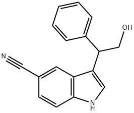 3-(2-hydroxy-1-phenyl-ethyl)-1H-indole-5-carbonitrile Struktur