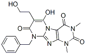 Pyrimido[2,1-f]purine-2,4,8(1H,3H,9H)-trione,  6-hydroxy-7-(2-hydroxyethyl)-1,3-dimethyl-9-(phenylmethyl)- Struktur