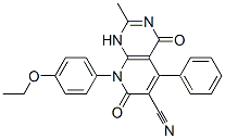 Pyrido[2,3-d]pyrimidine-6-carbonitrile,  8-(4-ethoxyphenyl)-1,4,7,8-tetrahydro-2-methyl-4,7-dioxo-5-phenyl-  (9CI) Struktur