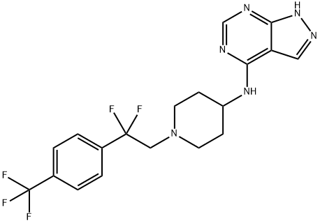 N-(1-(2,2-difluoro-2-(4-(trifluoromethyl)phenyl)ethyl)piperidin-4-yl)-1H-pyrazolo[3,4-d]pyrimidin-4-amine Struktur