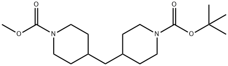 Methyl N-Boc-piperidin-4-ylmethylpiperidine-4-carboxylate Struktur