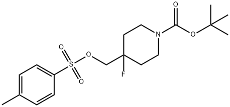 tert-butyl 4-fluoro-4-((tosyloxy)Methyl)piperidine-1-carboxylate Struktur