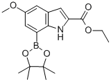 1H-INDOLE-2-CARBOXYLIC ACID, 5-METHOXY-7-(4,4,5,5-TETRAMETHYL-1,3,2-DIOXABOROLAN-2-YL)-, ETHYL ESTER Struktur