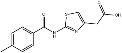 {2-[(4-methylbenzoyl)amino]-1,3-thiazol-4-yl}acetic acid Struktur