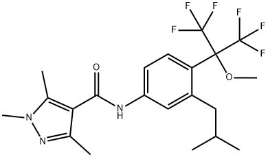 1H-Pyrazole-4-carboxamide, 1,3,5-trimethyl-N-[3-(2-methylpropyl)-4-[2,2,2-trifluoro-1-methoxy-1-(trifluoromethyl)ethyl]phenyl]- Struktur