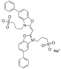 5-Phenyl-2-[[5-phenyl-3-(3-sulfopropyl)-2(3H)-benzoxazolylidene]methyl]-3-(3-sulfopropyl)-benzoxazolium,inner salt,sodium salt Struktur