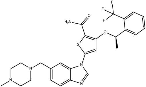 5-[6-[(4-メチル-1-ピペラジニル)メチル]-1H-ベンズイミダゾール-1-イル]-3-[(1R)-1-[2-(トリフルオロメチル)フェニル]エトキシ]-2-チオフェンカルボキサミド