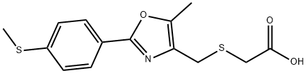 [({5-methyl-2-[4-(methylthio)phenyl]-1,3-oxazol-4-yl}methyl)thio]acetic acid Struktur