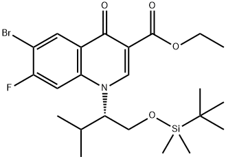 6-BroMo-1-[(1S)-1-[[[(1,1-diMethylethyl)diMethylsilyl]oxy]Methyl]-2-Methylpropyl]-7-fluoro-1,4-dihydro-4-oxo-3-quinolinecarboxylic Acid Ethyl Ester Struktur