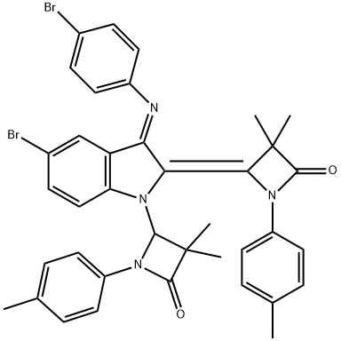 (Z)-4-((E)-5-BROMO-3-(4-BROMOPHENYLIMINO)-1-(3,3-DIMETHYL-4-OXO-1-P-TOLYLAZETIDIN-2-YL)INDOLIN-2-YLIDENE)-3,3-DIMETHYL-1-P-TOLYLAZETIDIN-2-ONE Struktur