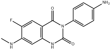 3-(4-Aminophenyl)-6-fluoro-7-(methylamino)quinazoline-2,4(1H,3H)-dione Struktur