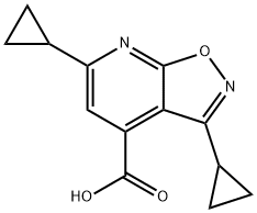 3,6-dicyclopropylisoxazolo[5,4-b]pyridine-4-carboxylic acid Struktur