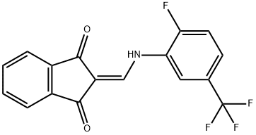 2-{[2-fluoro-5-(trifluoromethyl)anilino]methylene}-1H-indene-1,3(2H)-dione Struktur