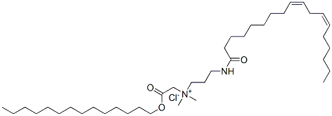 (Z,Z)-(dimethyl)[3-[(1-oxo-9,12-octadecadienyl)amino]propyl][2-oxo-2-(tetradecyloxy)ethyl]ammonium chloride  Struktur