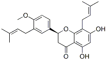 (S)-2,3-Dihydro-5,7-dihydroxy-2-[4-methoxy-3-(3-methyl-2-butenyl)phenyl]-8-(3-methyl-2-butenyl)-4H-1-benzopyran-4-one Struktur