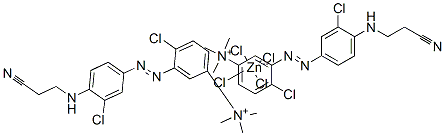 bis[4-chloro-3-[[3-chloro-4-[(2-cyanoethyl)amino]phenyl]azo]-N,N,N-trimethylanilinium] tetrachlorozincate Struktur