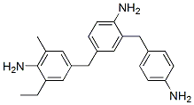 4-[(4-amino-3-ethyl-5-methylphenyl)methyl]-2-[(4-aminophenyl)methyl]aniline Struktur