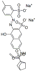 disodium 4-hydroxy-3-[(4-methyl-2-sulphonatophenyl)azo]-7-[[[6-(vinylsulphonyl)bicyclo[2.2.1]hept-2-yl]carbonyl]amino]naphthalene-2-sulphonate Struktur