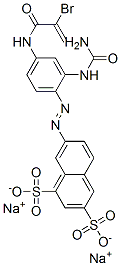 disodium 7-[[2-[(aminocarbonyl)amino]-4-[(2-bromo-1-oxoallyl)amino]phenyl]azo]naphthalene-1,3-disulphonate Struktur