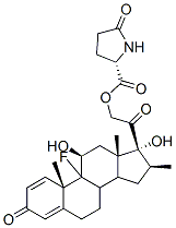 9-fluoro-11beta,17-dihydroxy-16beta-methyl-3,20-dioxopregna-1,4-dien-21-yl 5-oxo-L-prolinate Struktur