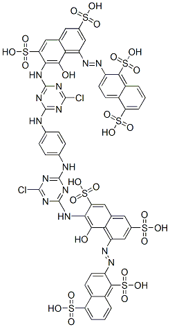 2,2'-[1,4-phenylenebis[imino(6-chloro-1,3,5-triazine-4,2-diyl)imino(8-hydroxy-3,6-disulphonaphthalene-1,7-diyl)azo]]bisnaphthalene-1,5-disulphonic acid Struktur