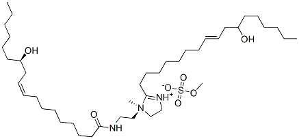 [R-[R*,R*-(Z,Z)]]-4,5-dihydro-2-(11-hydroxyheptadec-8-enyl)-1-[2-[(12-hydroxy-1-oxooctadec-9-enyl)amino]ethyl]-1-methyl-1H-imidazolium methyl sulphate Struktur