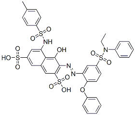 3-[[5-[(ethylphenylamino)sulphonyl]-2-phenoxyphenyl]azo]-4-hydroxy-5-[[(p-tolyl)sulphonyl]amino]naphthalene-2,7-disulphonic acid Struktur