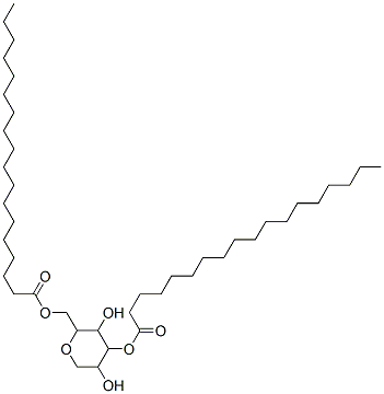 tetrahydro-3,5-dihydroxy-2-[[(1-oxooctadecyl)oxy]methyl]-2H-pyran-4-yl stearate Struktur